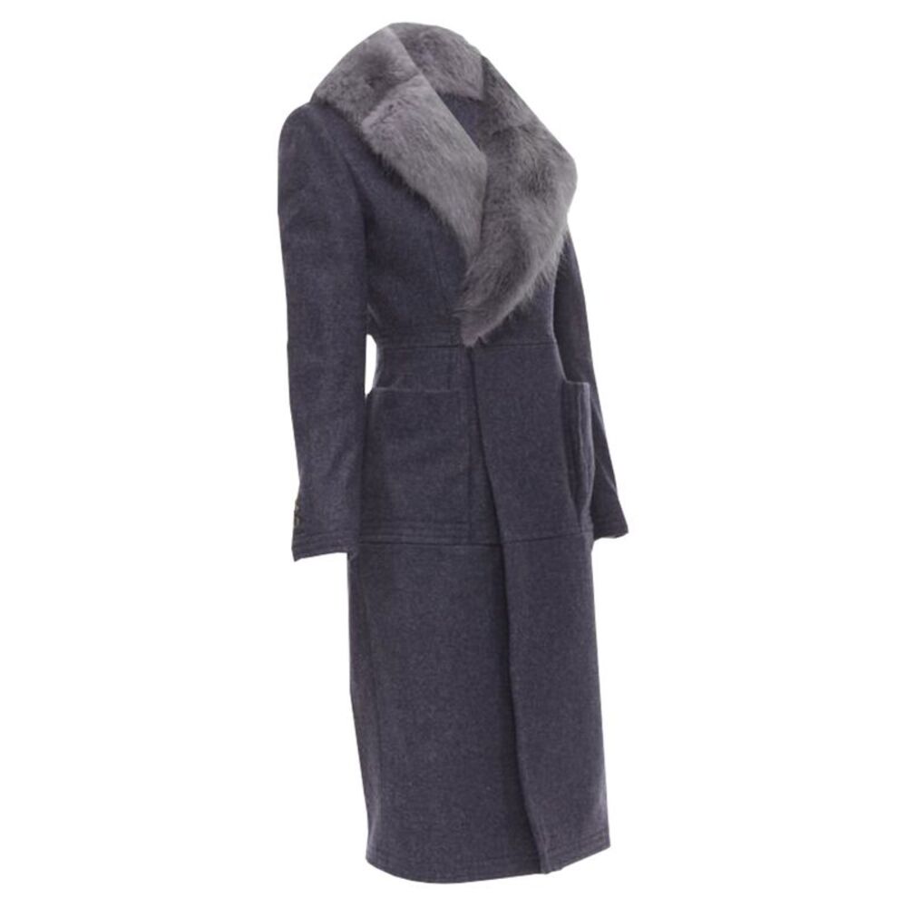 Thom Browne beaver fur collar wool felt silk lined coat - Picture 4 of 6